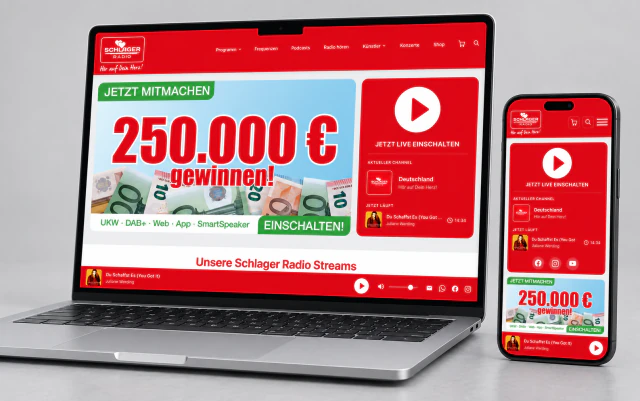 Schlager Radio: Webdesign, Betreuung
