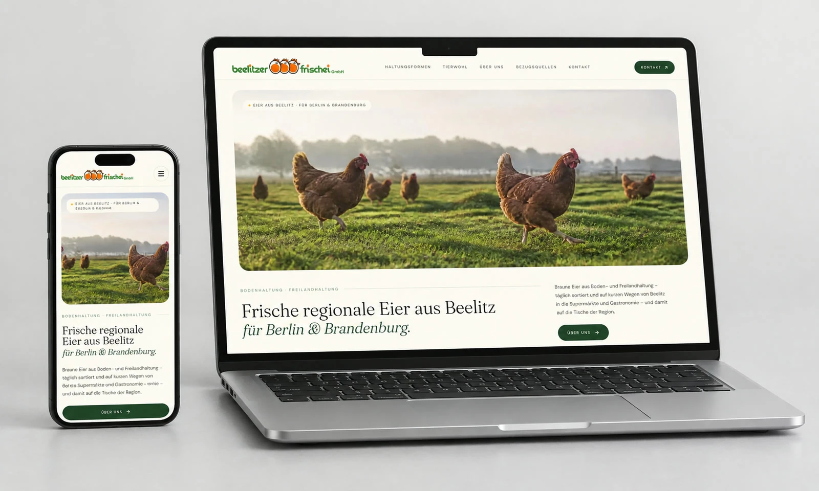 Beelitzer Frischei: Webdesign, Markenauftritt