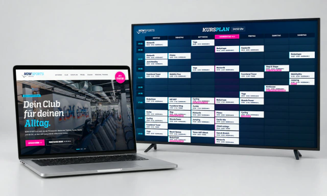 NOW SPORTS: Webdesign, Digitaler Kursplan