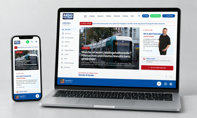 Radio Potsdam: Webdesign, App, Betreuung