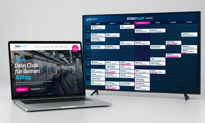 NOW SPORTS Website und digitaler Kursplan für Screen-TV